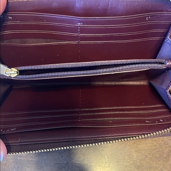 Coach Pink and Tan Signature Zip Wallet - Picture 3 of 5